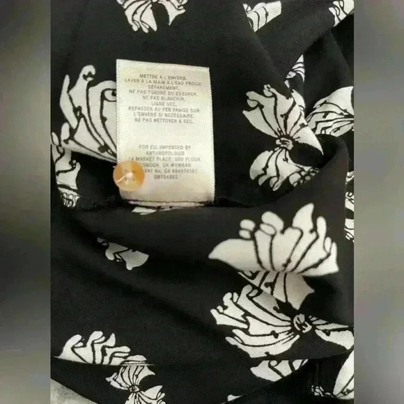 Maeve Anthropologie Emory Printed Buttondown Black White Bows Size 0 - Picture 8 of 8